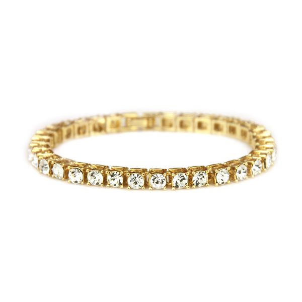 

hip-hop rapper diamond tennis chain bracelet cool rhinestones full diamonds shiny hand jewelry nightclub show wholesale jewelry 8inch length, Black