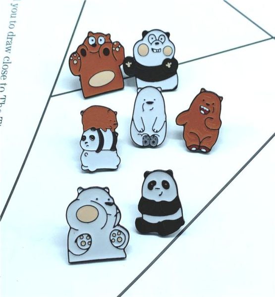

panda bear animal cartoon pin bare bears cute ice denim kawaii lapel brooches whole badges fashion gifts9958293, Gray
