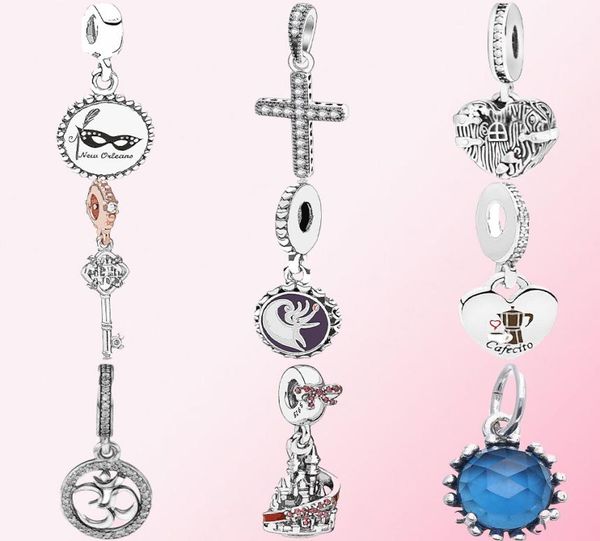

2022 100% 925 sterling silver necklaces 1:1 family sweet heart midnight star holiday castle coffee sunglasses charm4178037
