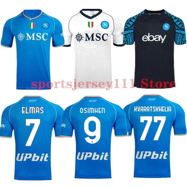 

23 24 napoli soccer jerseys maglia naples 2023 2024 zielinski kvaratskhelia campioni d'italia football shirt osimhen lozano ssc napoli, Black;yellow