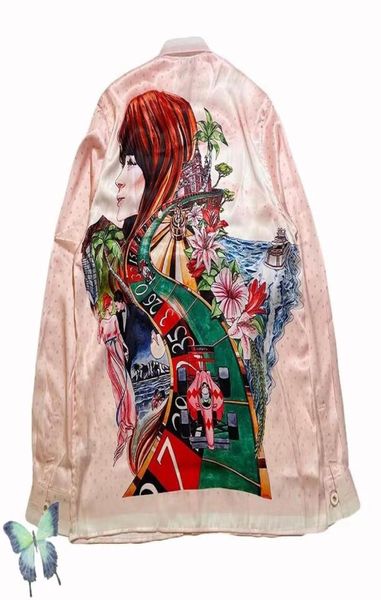 

full print silk long sleeved shirt men039s casual shirts017290528, White;black