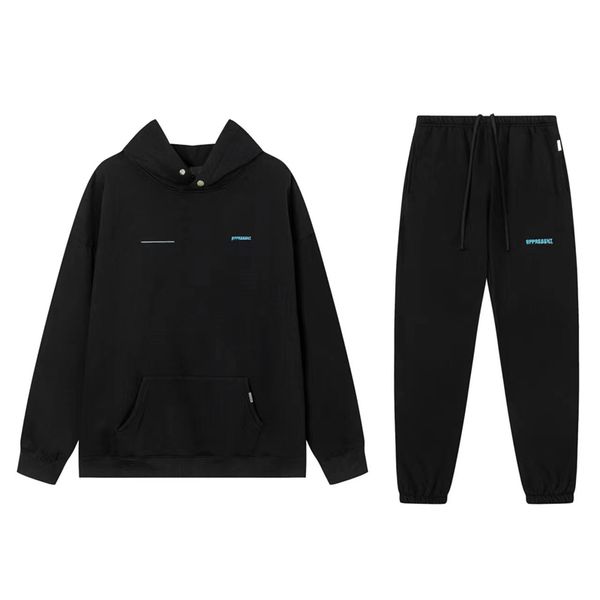 

men sweatshirts designer mens hoodies men pants athletic pants fashion men tracksuit 2 piece hooded letter solid loose relaxed sweatershirts, Black