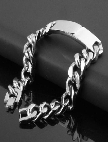 

jewelry men id bracelet cuban links chains polished silver color stainless steel bracelet for bangle male accessory whole42145122138173, Black