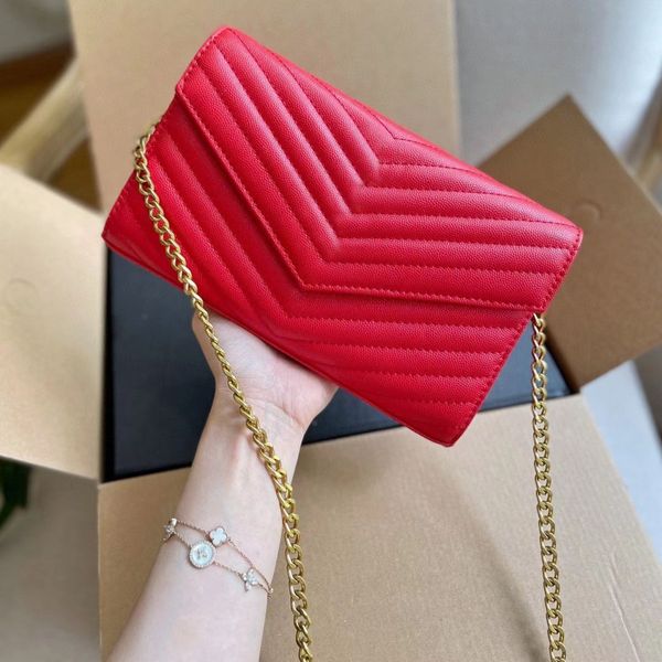 

designer bag messenger bag handbag shoulder bag caviar smooth leather flap gold silver chain clutch cowhide black purse women crocodile wall