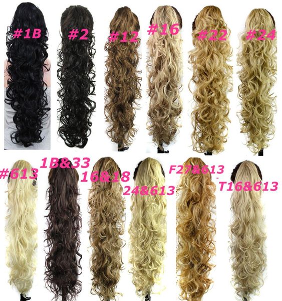 

claw clip ponytails synthetic hair ponytail culry wavy hair pieces 31inch 220g synthetic hair extensions women fashion2223777, Black