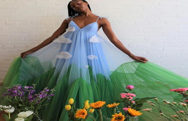 

party dresses special design prom dress spaghetti strap a line blue and green color with cloud evening gown vestido de festa6508454, White;black