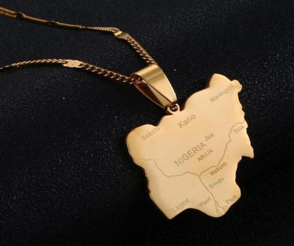

pendant necklaces stainless steel nigeria map nigerians maps chain jewelry12840657817143, Silver