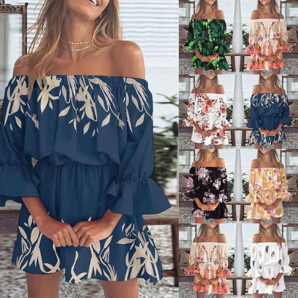 

and fashionable off shoulder printed dress for women, Black;gray