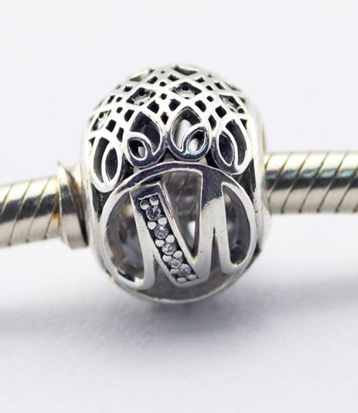 

vintage letter m clear cz beads fits bracelets bead authentic sterling-silver jewelry diy charm wholesale charms le015-m8085379
