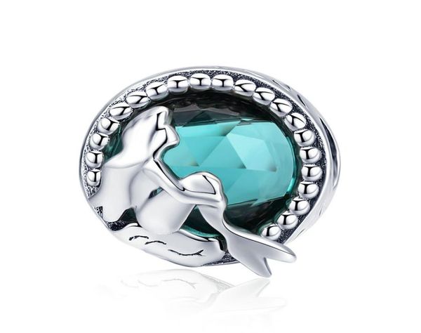 

large blue crystal mermaid diy charm beads fit european snap charm bracelet 100 genuine 925 sterling silver9593011, Bronze;silver