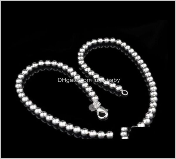 

beaded pendants drop delivery 2021 jewelry with 6mm 4mm sterling sier ball number 8mm 10mm sliver 925 solid round chains necklaces5315805, Silver