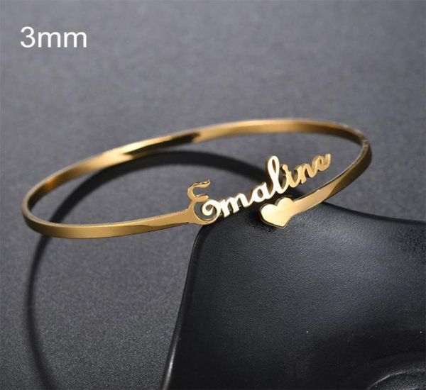 

fashion customized stainless steel name bracelet gold plated personalized letters bangle woman jewelry16078339861442, Golden;silver