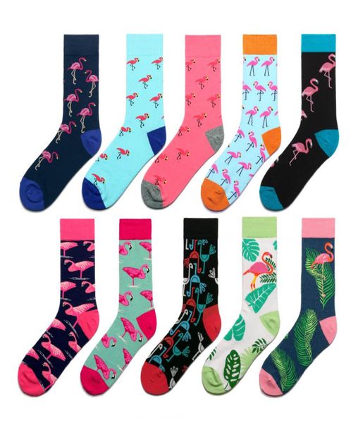 

women socks pink green cartoon animals flamingos printed harajuku cute funny colorful happy female casual hip hop skate hosiery4893263, Black;white
