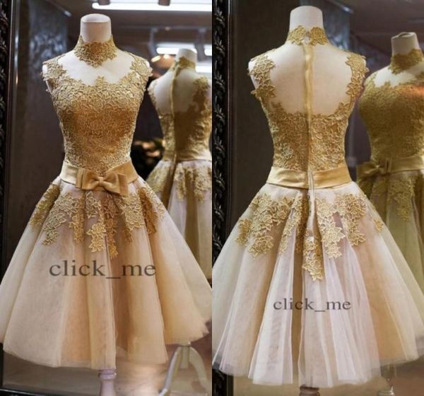 

high neck short prom dresses with lace appliques sheer neckline bowknot sashes short homecoming dress evening wear party gowns9672211, Blue;pink