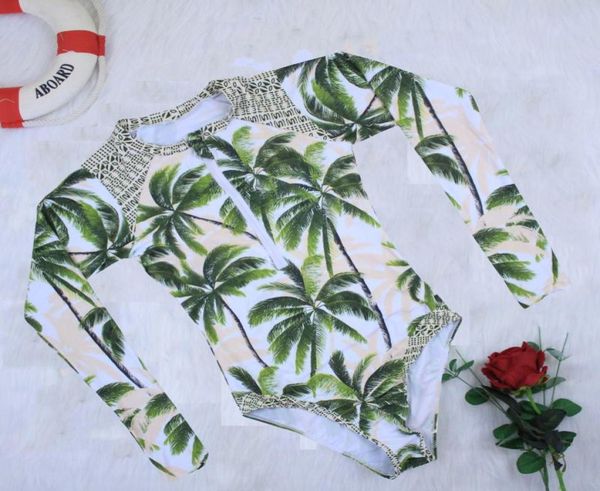 

coconut tree printed swimsuit long sleeves swimsuits women summer 2020 women039s swimwear one piece swim surfing rushguard2960417