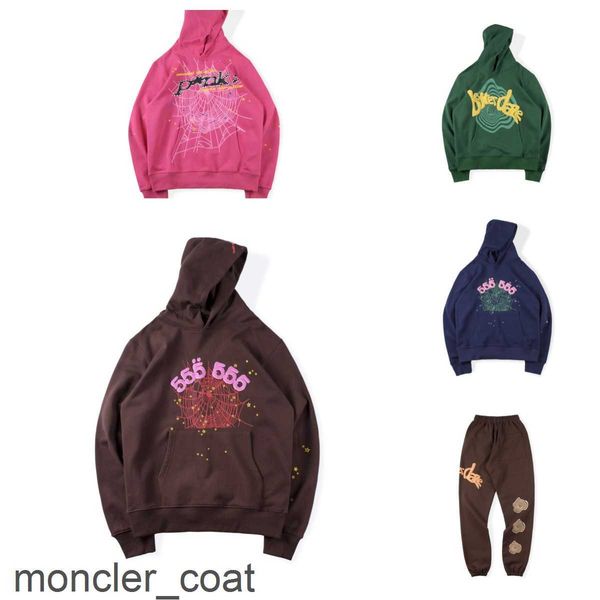 

2022 red sp5der 555555 hoodie men women angel number puff pastry printing graphic spider web sweatshirts streetwear1177, Black