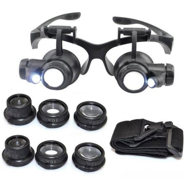 

10x 15x 20x 25x magnifying glass double led lights eye glasses lens magnifier loupe jeweler watch repair tools85907298432869
