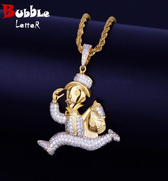 

monopoly men with money bag necklace for jewelry double color charm material copper cubic zircon hip hop rock street20577715843791, Silver