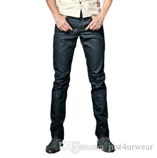 

mens coated jeans fashion cool waxed slim fit biker denim pants new arrival male casual solid streetwear1139233, Blue