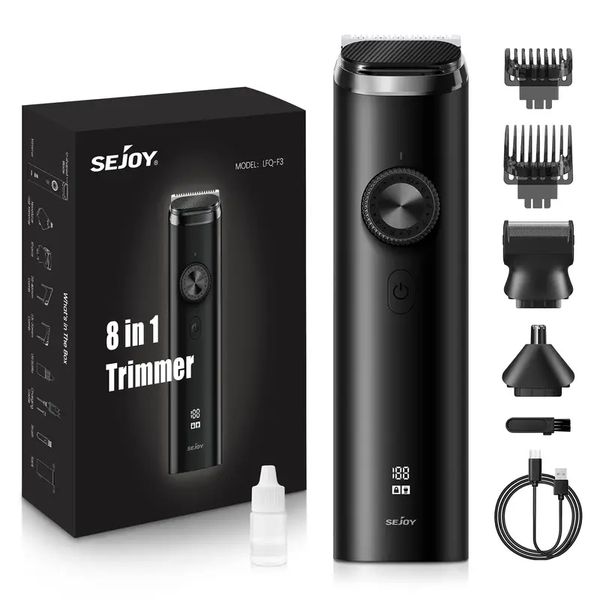 

upgrade your grooming routine with the sejoy 8-in-1 electric hair trimmer set
