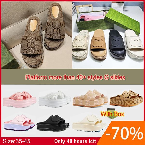 

2023 with box dust bags slipper womens men fashion embroidered canvas designer slides slip on slippers girls 60mm canvas covered platform sa, Black