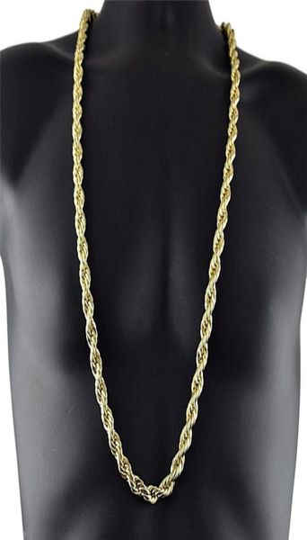 

10mm thick 90cm long rope ed chain 24k gold plated hip hop ed heavy necklace for mens3163974, Silver