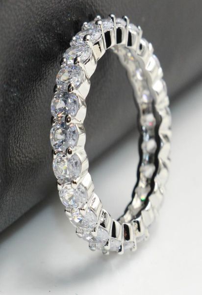 

fashion vintage fashion jewelry real 925 sterling silver princess white z cz diamond eternity women wedding engagement band r2388299, Slivery;golden