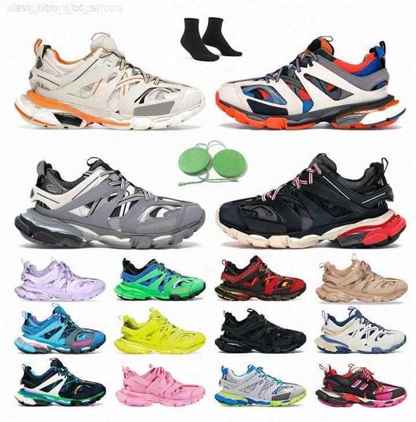 

2022 designer luxury brand men women casual shoes track 3 3.0 black pink sneakers tess.s. gomma leather trainer nylon printed platform train