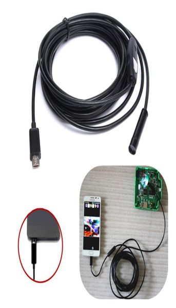 

55mm 6 leds micro usb android endoscope camera 7mm waterproof hd 720p 13mp inspection camera snake tube for android pc 5pcs1966668