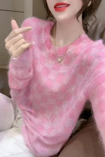 

new designer sweater women diamond knitted sweaters fashion knitwear autumn jumpers womens pullover sweatshirts, White;black