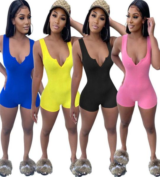 

women bodysuit jumpsuits rompers girls piece shorts pants summer sleeveless v neck clothes skinny onesies night club party outfits7254626, White