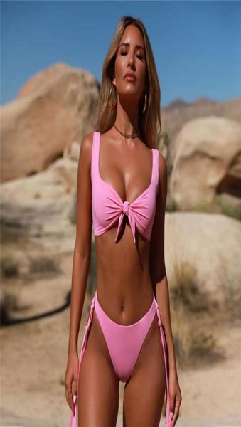 

women039s swimwear pink bikini 2022 bow knot swimsuit female strappy bandeau women twopiece set bather brazilian bathing 4372551, White;black