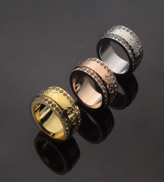 

luxury designer jewelry ring monogram fourleaf flower bilateral belt diamond ring fashion simple quality for men and women4440530, Silver