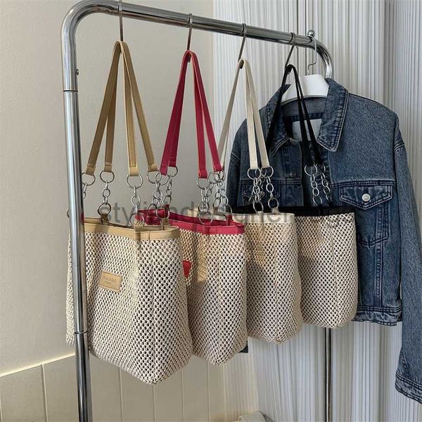 

shoulder bags contrast color large capacity fashion woven handbag 2023 summer new fashionable casual bag one shoulder tote bag women's