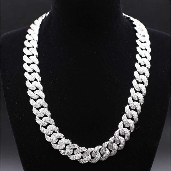 

rapper street wear luxury jewelry hip hop ice out moissanite diamond bling necklace chunky cuban link chain bracelet men, Silver