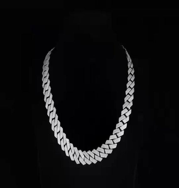 

chains zhanhao customized pave moissanite diamond 18inch 135mm width hip hop men cuban link chain necklace1639651, Silver