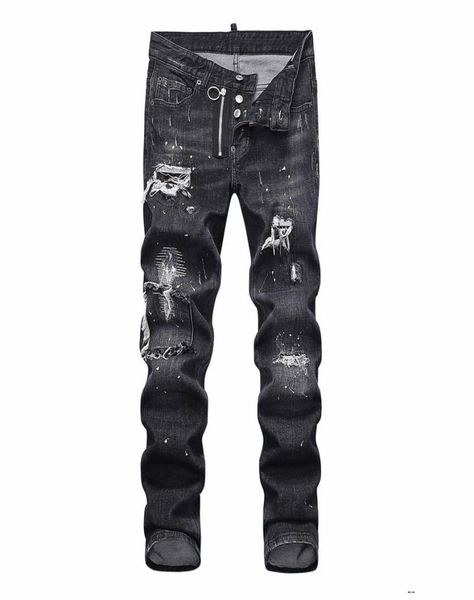 

mens designer jeans denim luxury black skinny ripped pants the version fashion italy brand bike motorcycle rock revival6668652, Blue