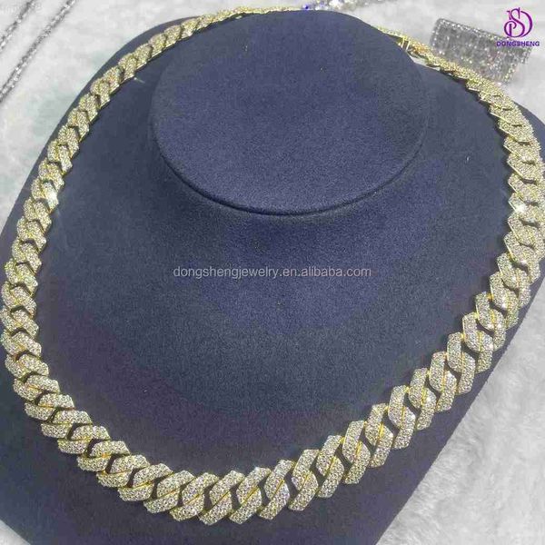 

factory price 15mm cuban link chain 925 silver miami hip hop necklace iced out vvs moissanite cuban chain
