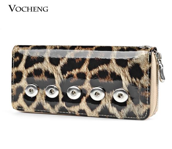 

vocheng noosa interchangeable jewelry leopard print pu wallet with 18mm ginger snap button women wallet nn1769421988, Black