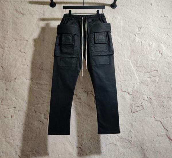 

20ss owen seak men oil wax denim jeans classic gothic men039s coated summer straight hip hop women solid jeans pants size xl9971894, Blue