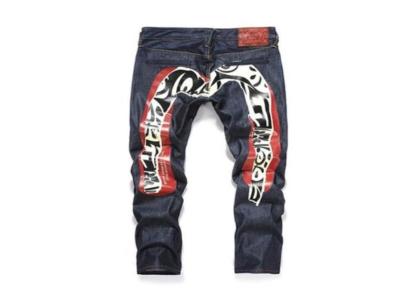 

men039s jeans men fashion mens skinny slim fit hop pants  printed bodhidharma straightleg trousers size 2840 4t468221505313, Blue