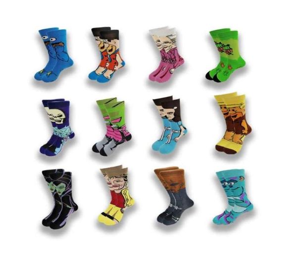 

men039s socks anime cute cartoon hip hop personality street style happy novelty printing and dyeing men women in the tube skate6699871, Black