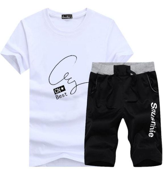 

summer new men039s set short casual suits sportswear mens clothing man two pieces fashion print sets male sweatshirt men9814749, Gray