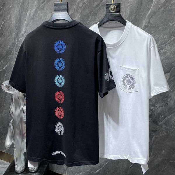 

men's classics luxury t shirt brand ch t-shirts designers men women tees fashion horseshoe sanskrit cross print cotton t-shirt casual, White;black