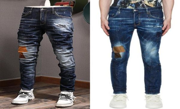 

blue patches men slim fit jeans man designer popular mens cowboy trousers distressed4360783