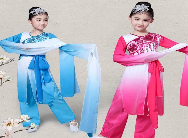 

children039s classical dance costumes sleeves dance costumes elegant girls chinese style yangko practice clothes8625657, Black;red