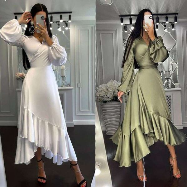 

spring and summer womens deep v long sleeve dress pure color slim fitted, Black;gray