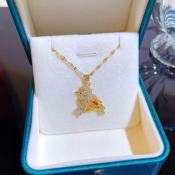 

fashion personality ins bird necklace luxury classic micro inlay zircon animal pendant charm women's jewelry accessories, Silver