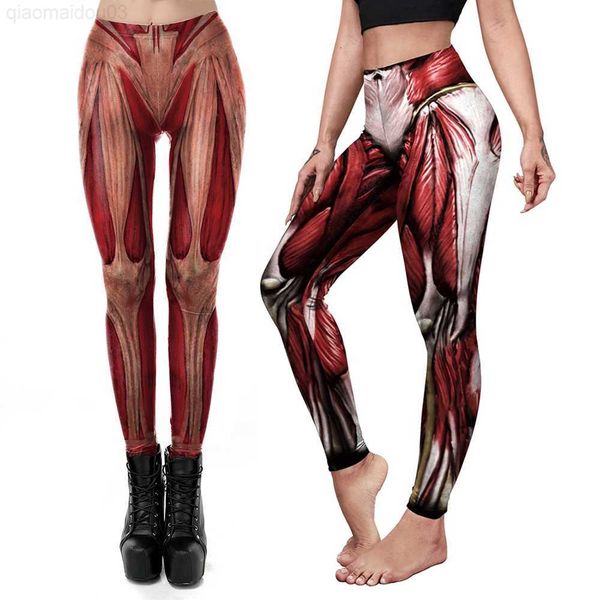 

theme costume halloween 3d party muscle printed leggings elastic human anatomy body pants cosplay come l230804, Black;red