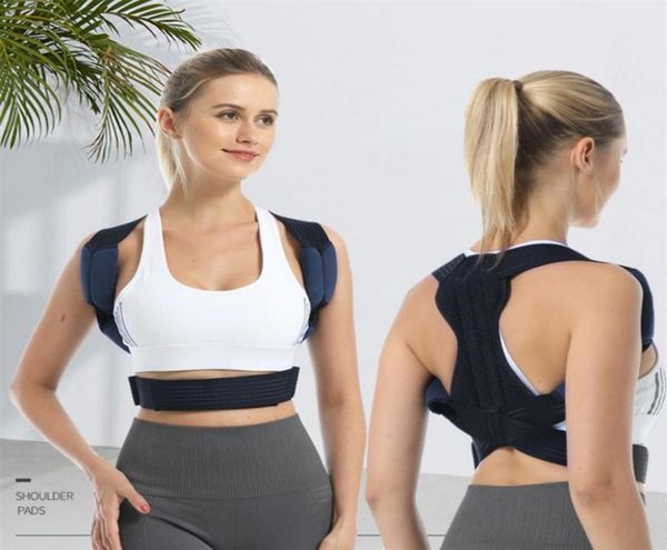 

posture corrector shoulder back support pain straightener adjustable reliever spine humpback orthopedic brace backs355f7388916, Black;gray